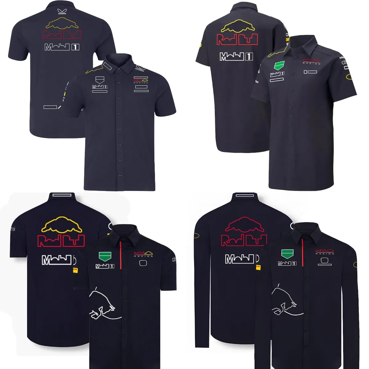 2024 NY F1 Herrskjorta Formel 1 Racing Suit Mänskjortor Polo Collar Summer Casual Short Hleeves Lapel Löst stora skjortor med stor storlek