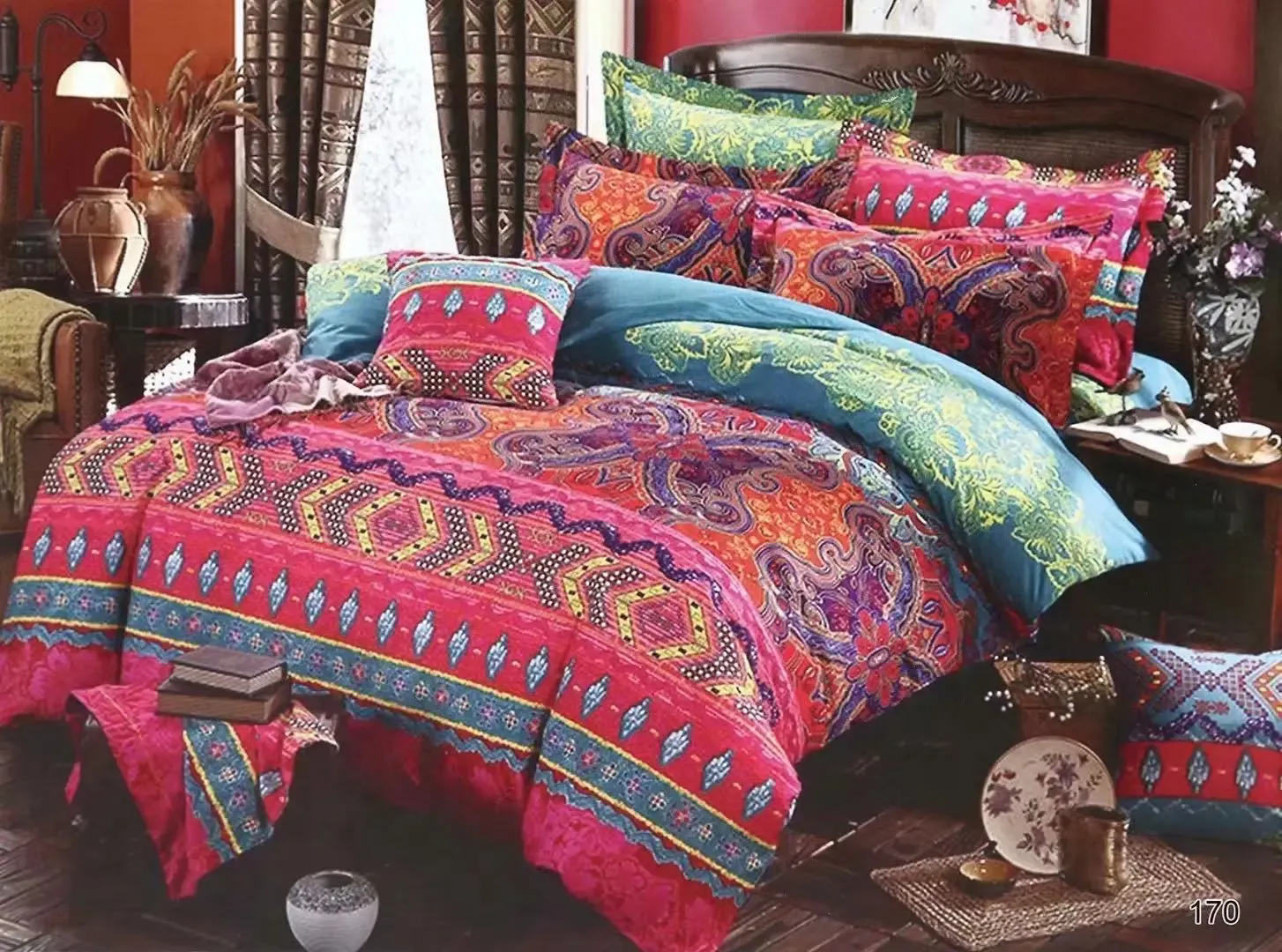 Set bohem etnik tarzı nevresim kapak set yastık kılıfları doldurma Yumuşak Touch ABD AB boyutu tam kraliçe yatak kiti ins boho ev metin şeffaf perdeler