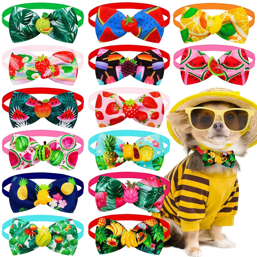 Accessoires 50/100 pièces nouveau chien noeuds papillon printemps Fruit Style noeud papillon collier pour chiens mode petit chien chat arcs pour chiens accessoires de toilettage