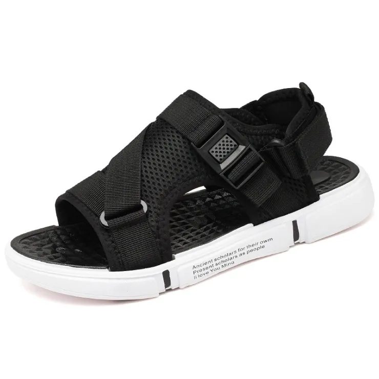 2024 na moda preto sandálias masculinas ao ar livre sapatos de praia sola grossa moda verão respirável lazer sandálias esportivas t1
