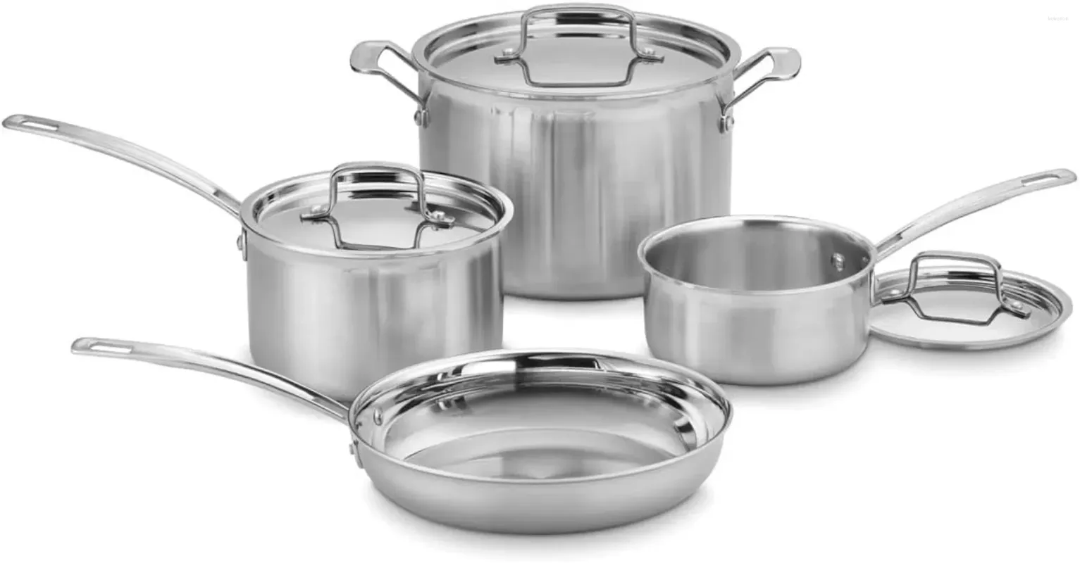 Tencere setleri Cuisinart MCP-7NP1 Multiclad Pro Üçlü Kat 7 Parçalı Set Mutfak Tencereleri Pişirme Tenceresi