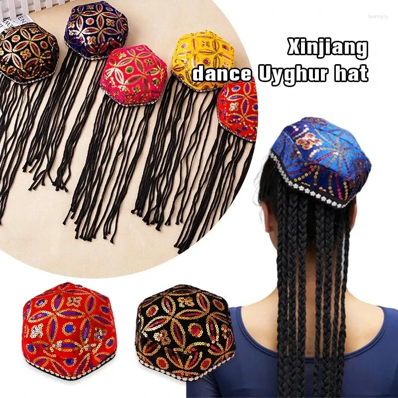 Stage Wear Xinjiang Uygur Hat Men Women Adult Muslim Style Dance No/With Wig National Performance Costume Kid Hexagonal