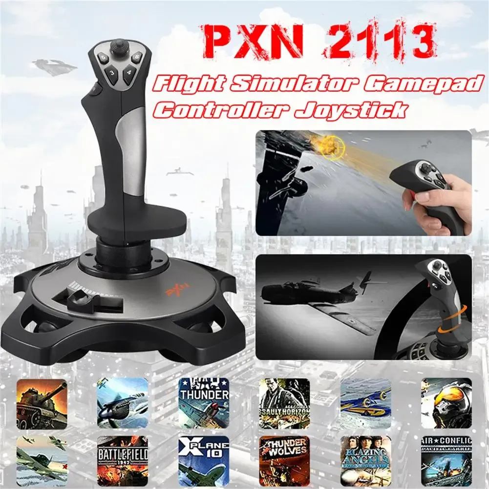 Gamepads PXN2113 محاكاة الطيران محاكاة التحكم في جهاز الكمبيوتر/سطح المكتب وحدة التحكم في Gamepad 12 أزرار قابلة للبرمجة مع أكواب شفط لنظام التشغيل Windows XP/7/8/10