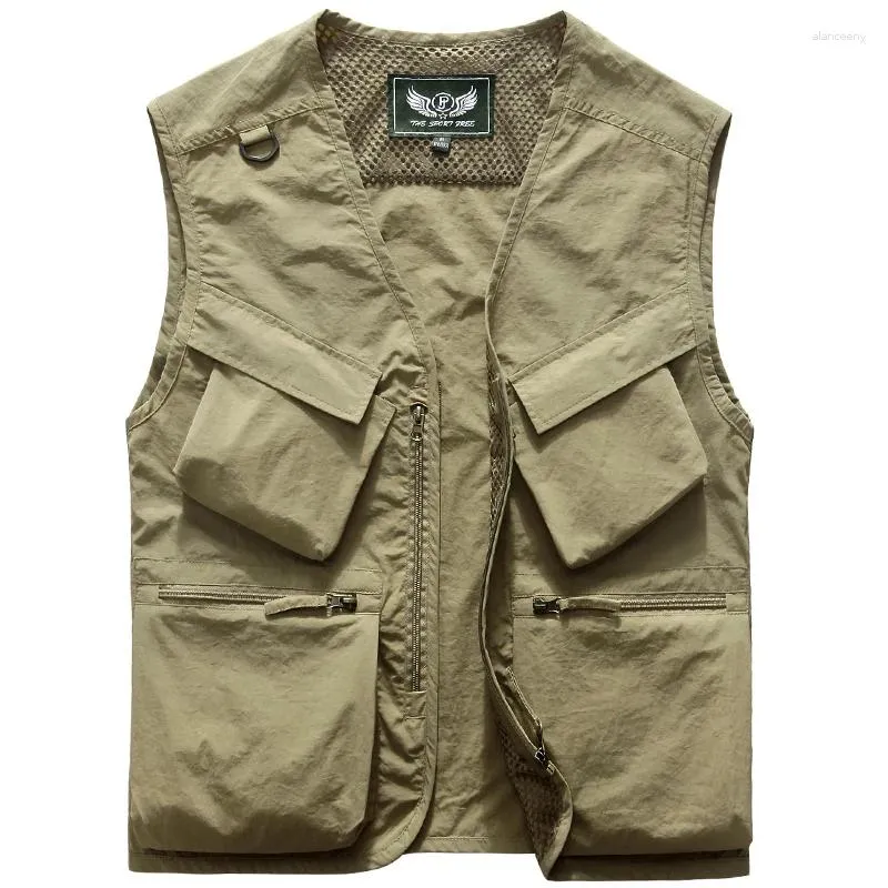 Hunting Jackets Arrived 2024 Summer Vests Mens US Plus Size 6XL Outdoor Multi-pocket Ultra-light Khaki Fishing Hiking Safari Cargo Waistcoat