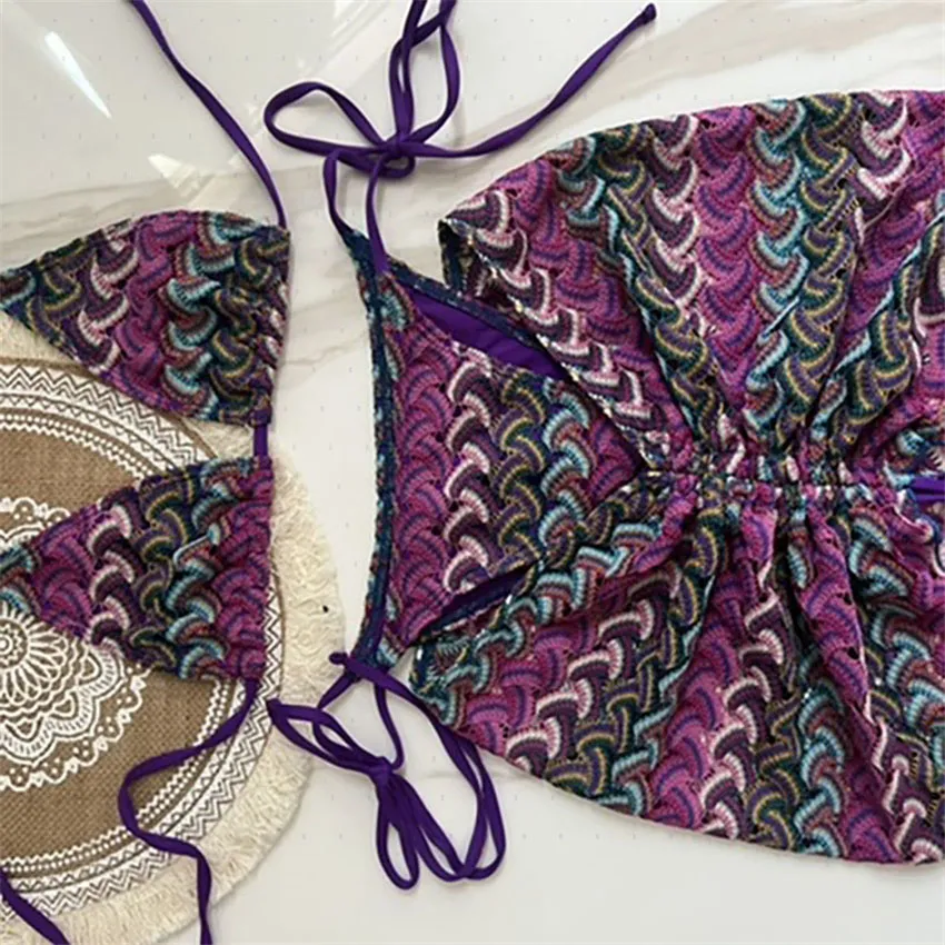 Disenador Crochet Bikinis Mujeres Playa Sujetador Calzoncillos Conjunto Sexy Fiesta En La Piscina Traje De Bano Falda Halter Traje De Bano Dividido 3 Piezas Conjuntos De Traje De Bano De 22 98 DHgate