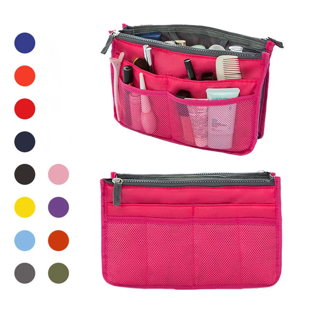 Multi Farben Doppel-reißverschluss Liner Tasche Make-Up Handtasche Organizer Einfügen Handtaschen Funktionelle Frauen Kosmetische Schwamm Reisetaschen z119