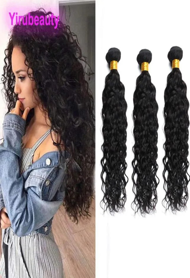 Malaysiska mänskliga hårbuntar 1028Inch Natural Color Water Wave Hair Extensions 3 PiecesLot Wet and Wavy Three Bundle Double Weft6014319