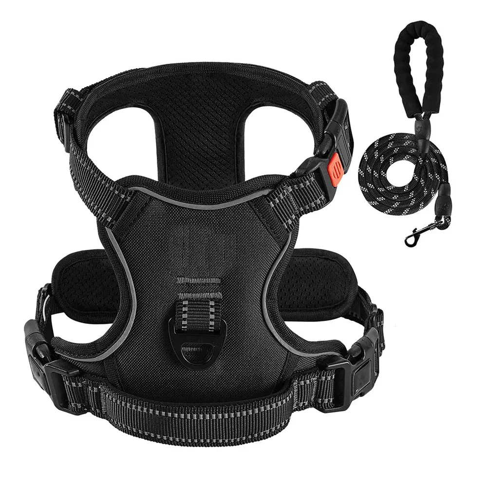 Harnais 900D Durable pour chien, ensemble de laisse, gilet pour grand chien, réglable, réfléchissant, imperméable, harnais d'entraînement à la marche pour animaux de compagnie avec poignée