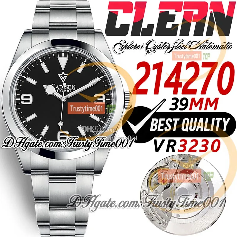 214270 39 mm VR3132 Automatyczne męskie zegarek Clean Factory CF Polerowany ramka czarna tarcza Starka 904L STEL SS Bransoletka Super Edition Trustime001WristWatches