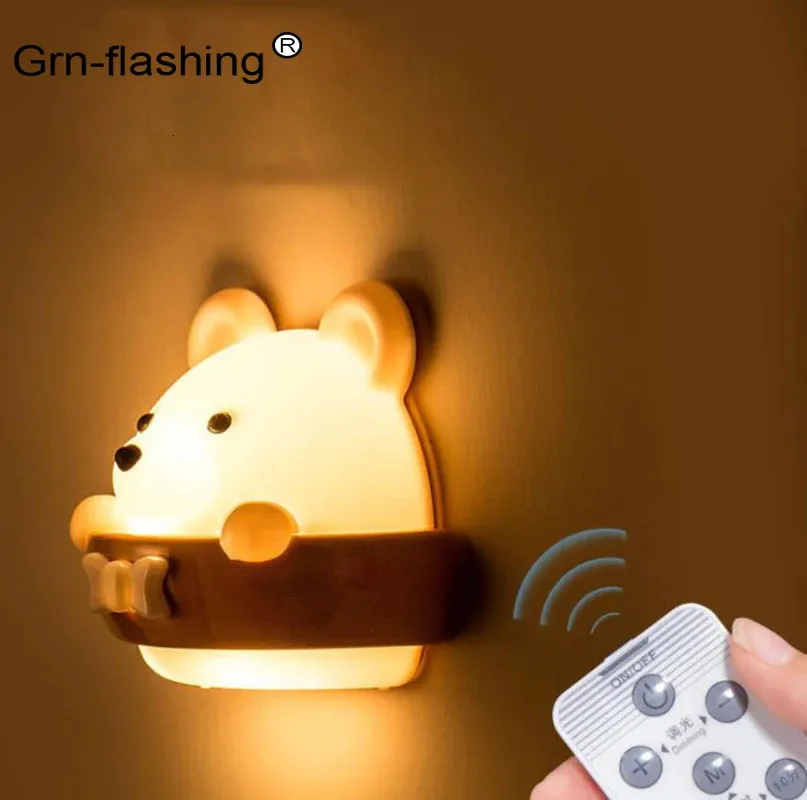 110-240V LED-väggljus USB-laddning av vägglampan fjärrkontroll Nigh Lamp Baby Children Home Bedside Justerbar ljusstyrka Timing 240227