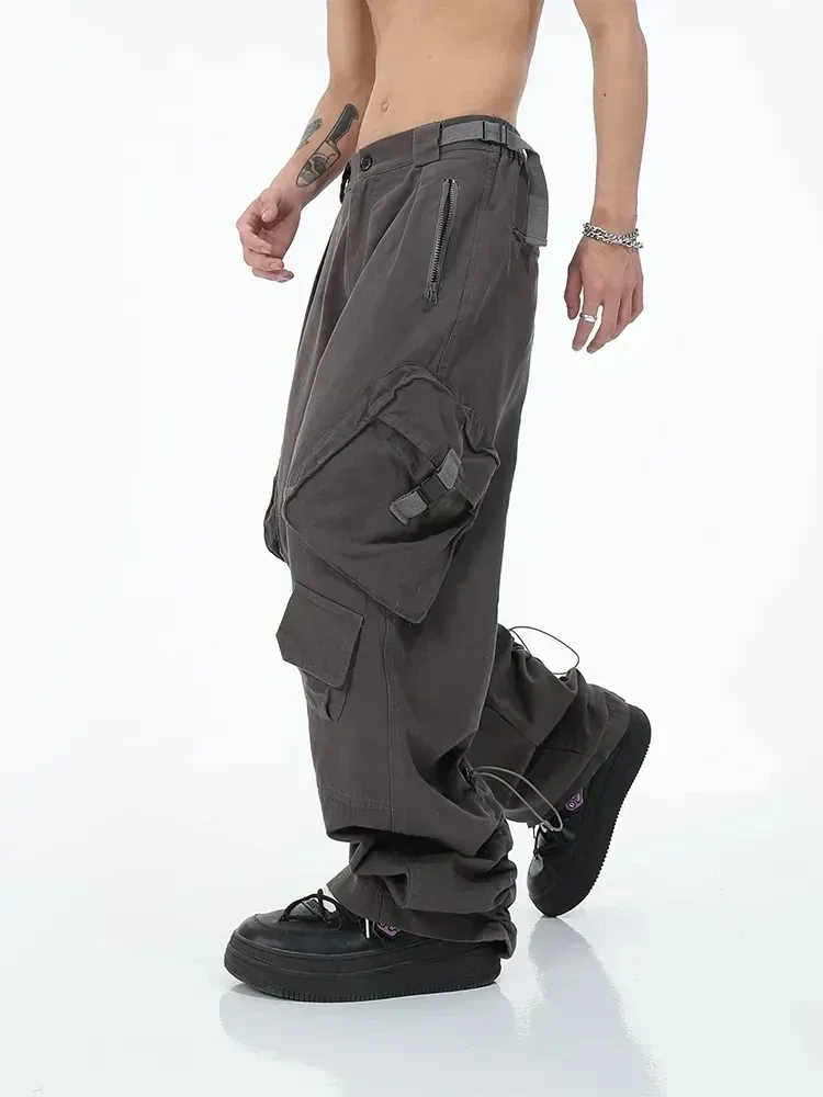 Pants Houzhou American Street Cargo Pants Men Hip Hop Wide Leg Trousers Manelast