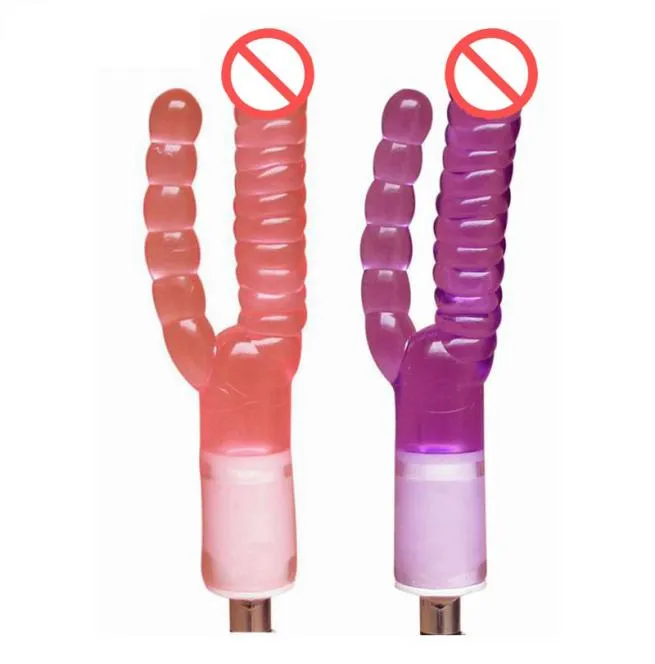 Le plus récent double godes masturbateur double tête gode réaliste plaisir vaginal et anal accessoires de machine de sexe produits pour adultes8430572