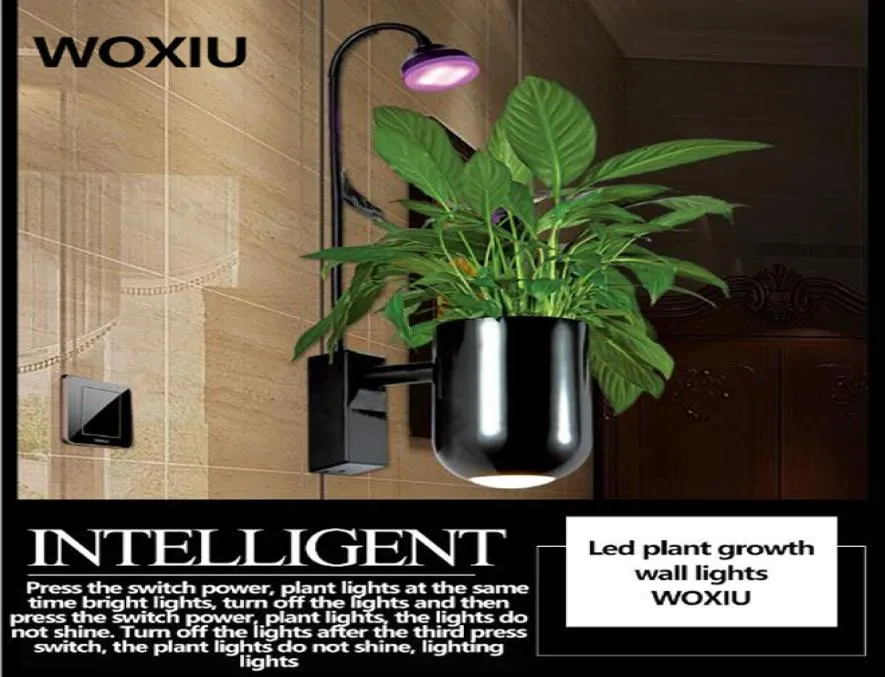 Woxiu Planta de Luces de Pared Hediye Bitkisi Büyüyen LED Işıklar Spektrum Şerit Lambası 8W Hidroponik Akvaryum Su Geçirmez Kapalı Duvar Dekora9935209