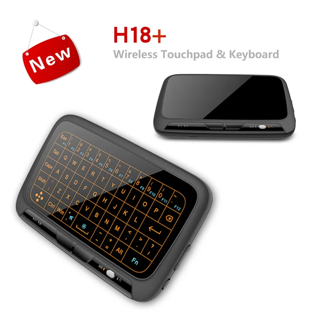 Tastaturen H18 Mini Voll -Touchscreen 2.4GHz Air Mouse Touchpad Backlight Wireless Keyboard Plug and Play Smart QWERTY -Tastatur für IPTV