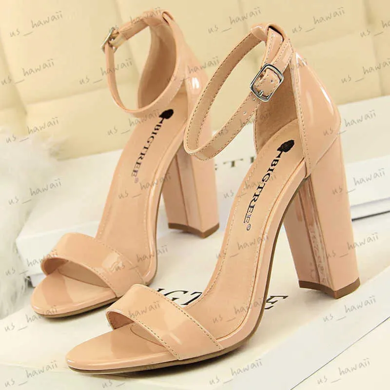 Sandalen Zomer Mode Klassieke Vrouwen 9,5 cm Hoge Hakken Sandalen Geel Gladiator Vierkante Blok Hakken Pumps Strappy Chunky Platform Schoenen T240302