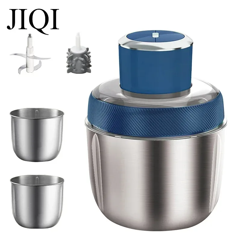 Kvarnare 2 Speed ​​Electric Meat Grinder Mincer Juicer Baby Food Processor Vitlökskalare Rostfritt stål Vegetabilisk Chopper Stirring Machine