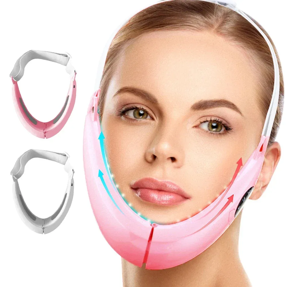 Devices Chin VLine Up Lift Belt Machine Red Blue LED Photon Therapy EMS Face Lifting Slimming Vibration Massager Double Chin Reducer