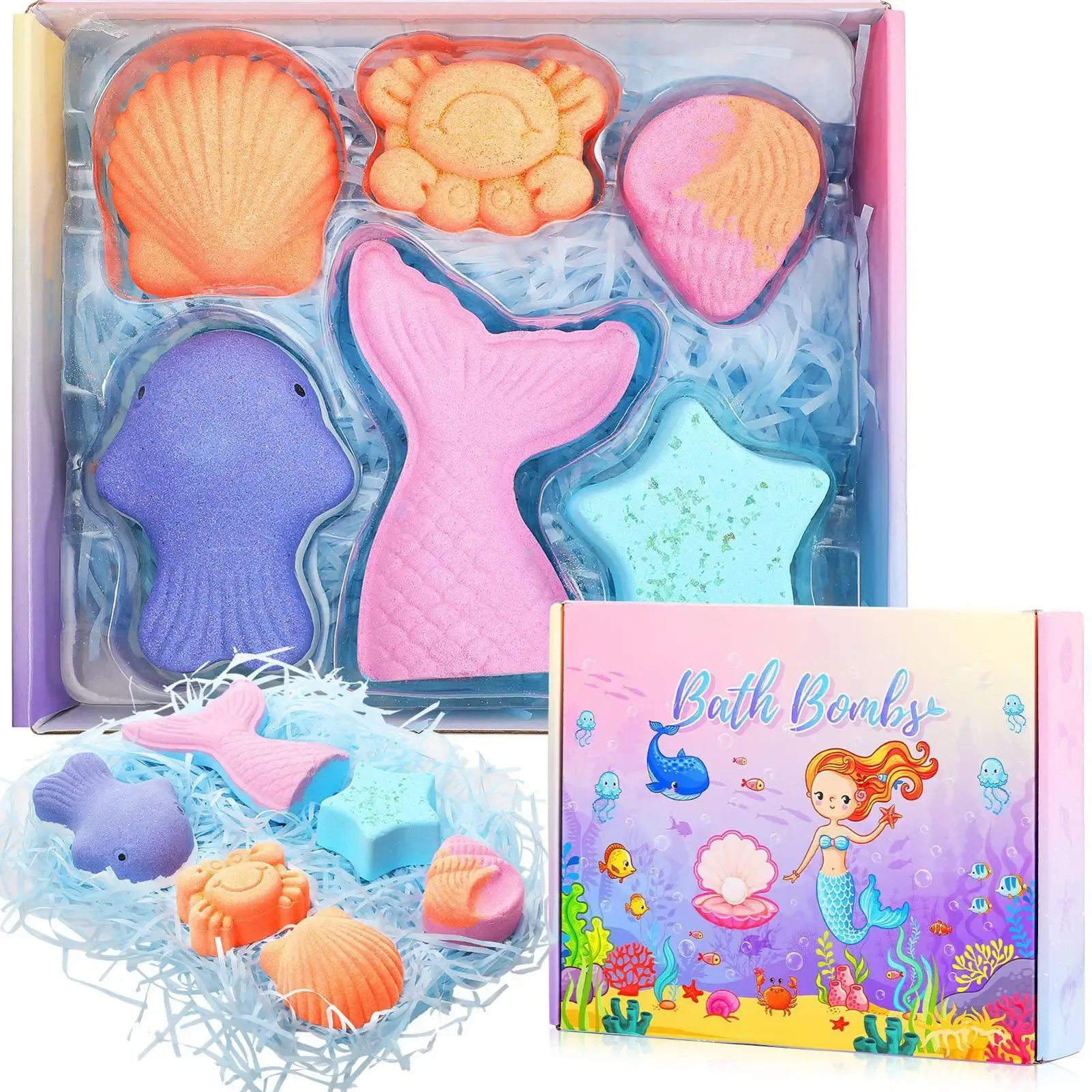 Bath 6PCS/Set Mered tema Badbomber Set Body Stress Relief Exfoliating Fiturizing Doftes Aromaterapy Spa Salt Ball