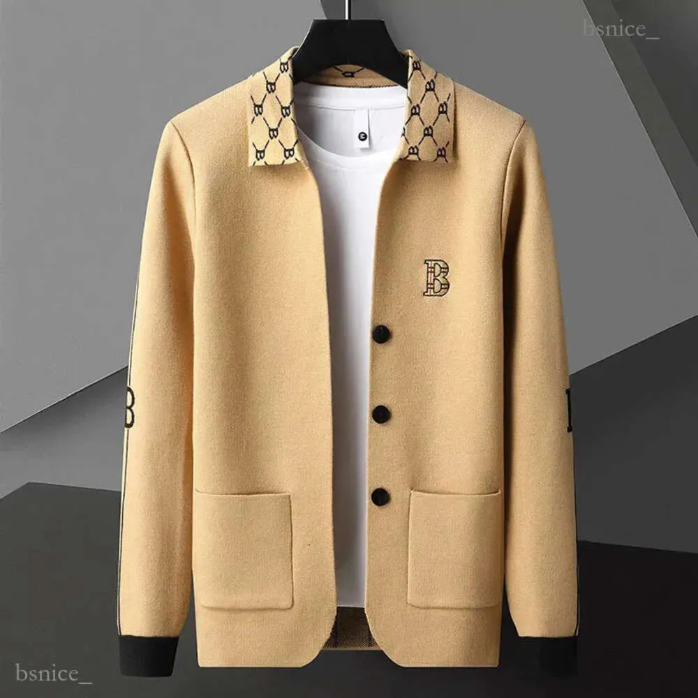Men's Sweaters Luxury Spring and Autumn Men's Solid Color Business Casual Sweater Trendy Neckline Design Pattern Embroidered Cardigan M-4XL 184