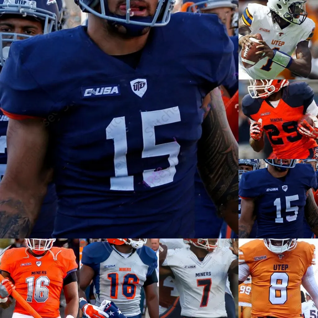 Custom UTEP Miners Football Jersey College Gavin Hardison Deion Hankins