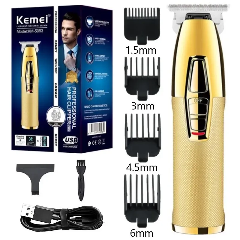 Trimmers Kemei KM5093 Hair Clipper Finales Profestion Hair Machine Machine Machine Coiffure Barbe 0 mm Cut Cutter Cutter RECHARGable