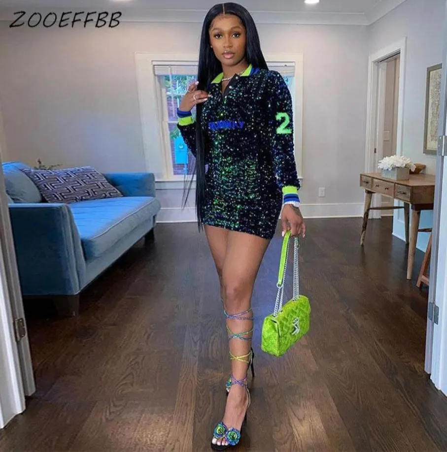 Casual Dresses ZOOEFFBB Plus Size Clothing Aesthetic Long Sleeve Mini Bodycon Dress Sexy Club Birthday Outfits For Women Trendy Lo5585367