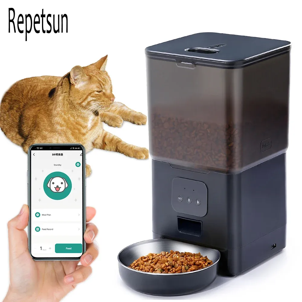 Nourrir 6L Cat Timing Feeder Tuya App Smart Cat Feeder Food Pet Dog Aliments Automatic Dispenser adapté aux petits chats et chiens Alimentation à distance