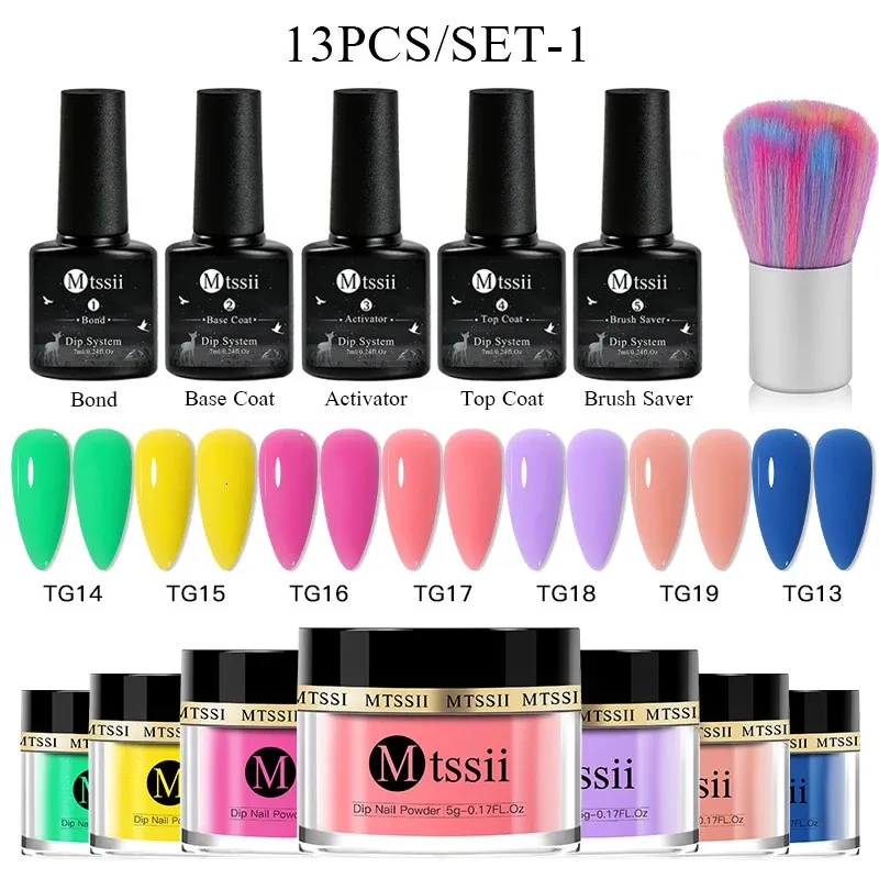 5g Fluorescent Glitter Trempage Ongles Poudre Ensemble Néon Nail Système De Trempage Kit Nail Art Décoration Ongles Naturel Sec Sans Lampe 240220