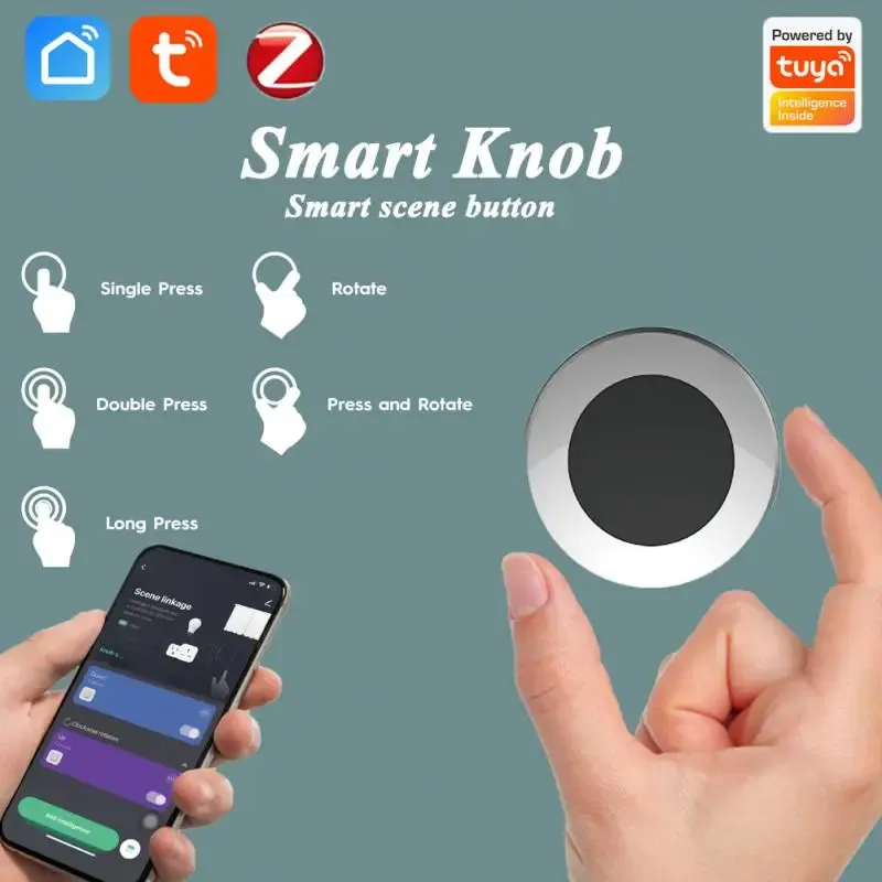 Kontrollera Tuya Zigbee Smart Knob 5 -lägen Trådlös fjärrscen Switch Dimmer -knappkontroll DIY Hem Automation Arbetet med Smart Life