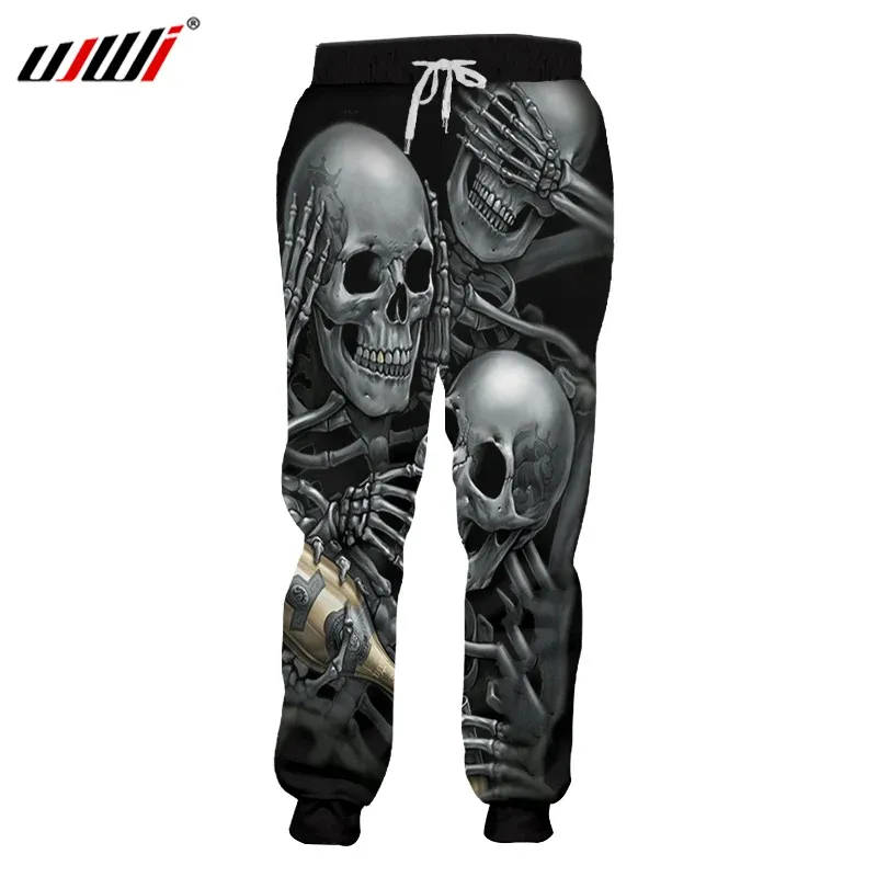 Trainingsbroek ujwi mannen zweetbroek koele print skelet schedel 3d harem joggers broek hombre elastische taille volledige lengte joggingbroek 5xl champagne