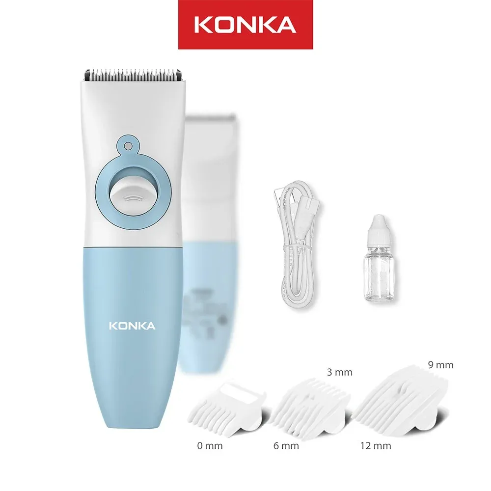 Clippers Konka Electric Hair Clipper bleu pour enfants USB Charge Fast Noise Bweet Two Speed Adjustable Washable Ceramic Cutter