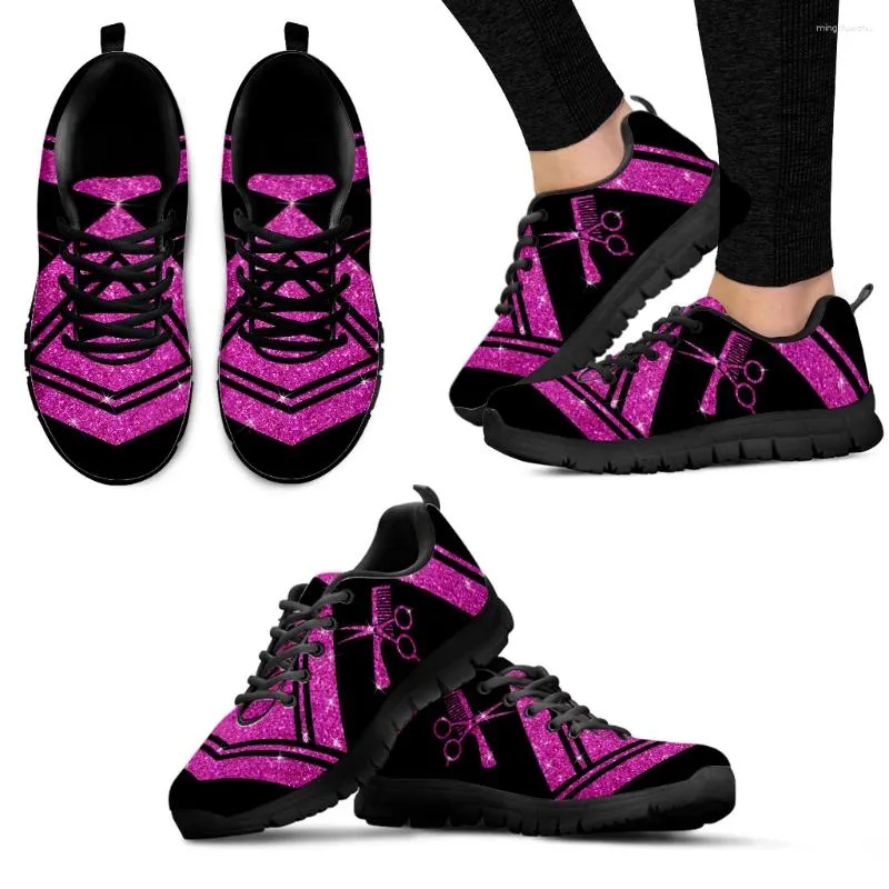 Casual Shoes InstantArts Pink Barber Equipment Design Lätt utomhus Black Lace Up Basketball Zapatos Planos