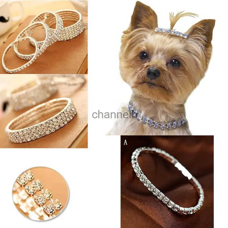 Hundehalsbänder, Leinen, Bling, luxuriöse Strass-Hundehalsbänder, Design, Kristalldiamant, Prinzessin, für mehrere Entwässerungen, Diamant-Silber-Halsketten-Charms B51 240302