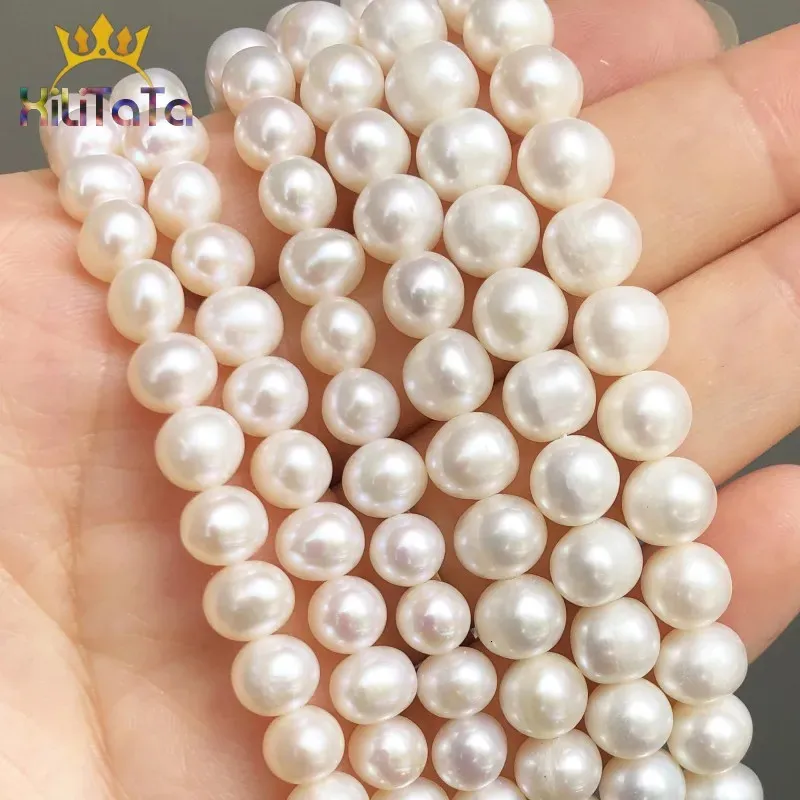 AA Perle d'acqua dolce naturali bianche Perle rotonde Perline per gioielli Fai da te Accessori per collana braccialetto 15 6-7mm 7-8mm 8-9mm 240220