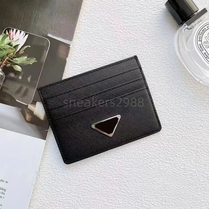 Designer carteira de luxo saco de cartão triângulo logotipo mini carteira de couro real assento de cartão moeda carteira feminina carteira de cartão assento chaveiro crédito pequeno saco de dinheiro com caixa