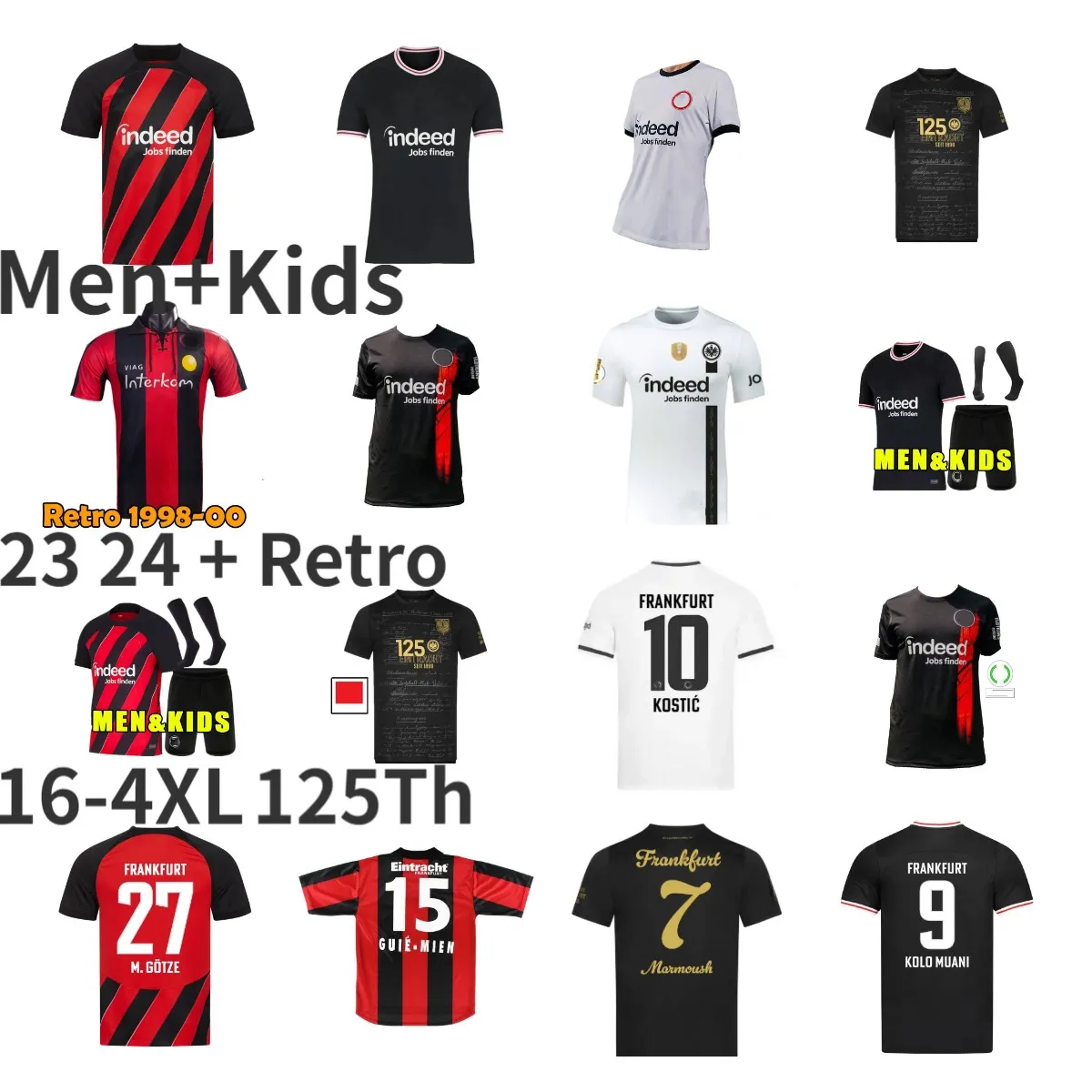 2023 2024 Eintracht Frankfurt Soccer Jerseys KAMADA M.GOTZE JAKIC KOLO MUANI BORRE RODE SOW ALARIO KNAUFF LINDSTROM TUTA 24 25 125ème JOVIC RODE hommes enfants maillot de football