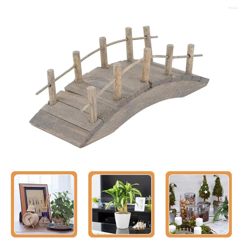 Garden Decorations 2 Pcs Mini Wooden Arch Bridge Decor Miniature For Micro Scene Statue Model Practical