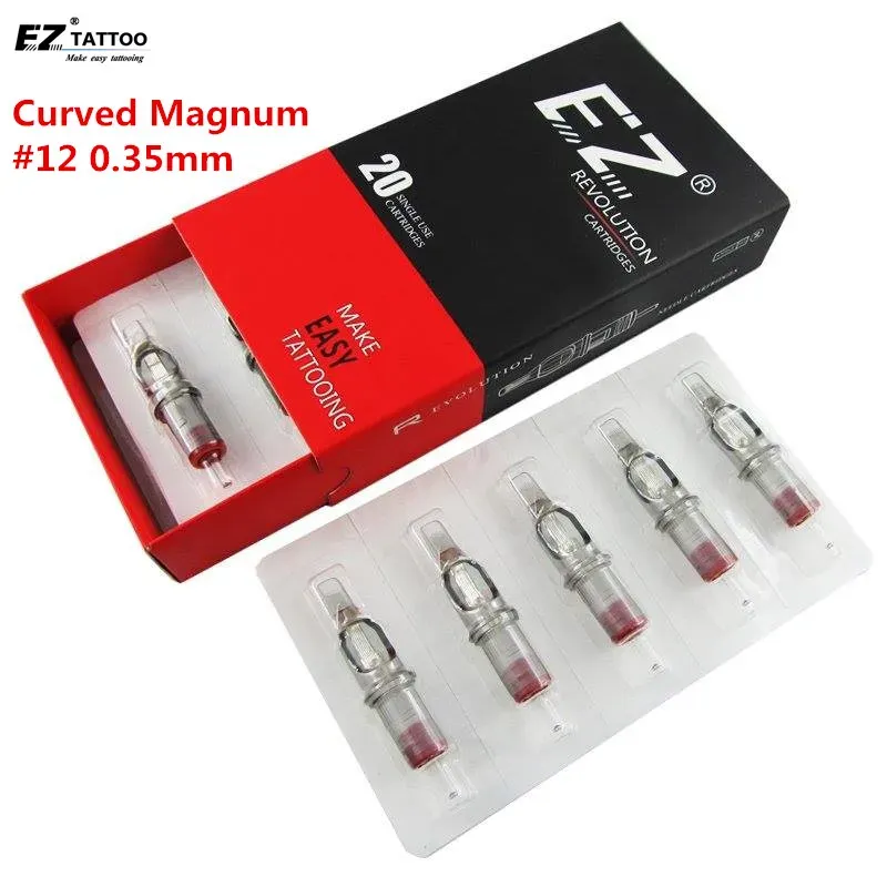 Иглы EZ Revolution Tattoo Needles Cartridge Magnum Curved # 12 (0,35 мм) MTaper 3,5 мм для системного картриджа с машинной рукояткой 20 шт./кор.