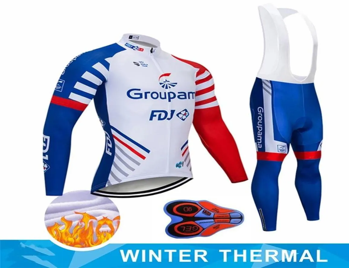 2020 NUOVO GROUPAMA FDJ CYCLING TEAM JERSEY Pantaloni con bretelle set Ropa Ciclismo MENS inverno pile termico pro giacca da bici Maillot wear9762679