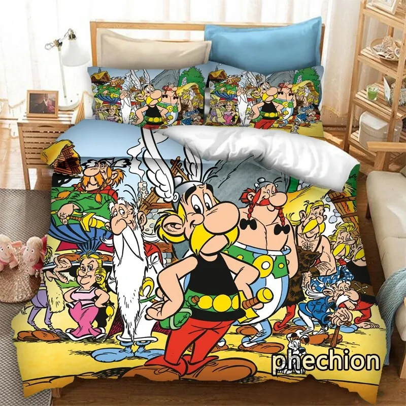 Zestawy Phechion Asterix i Obelix 3D Print Pedding Set Duvet Covers Pillowcases One Piece Budding Sets SETS BLOTHES K312