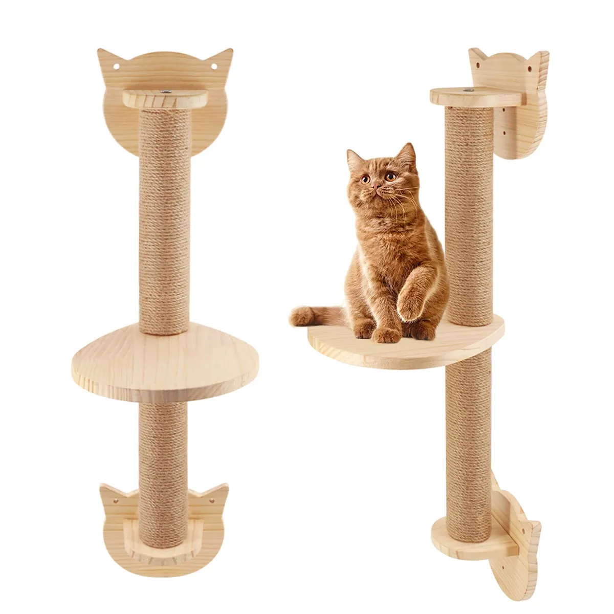 Zarysowniki montowane na ścianie kota drapanie po siisal koty wspinaczkowe drzewo lite drewniane półki ścienne kota.