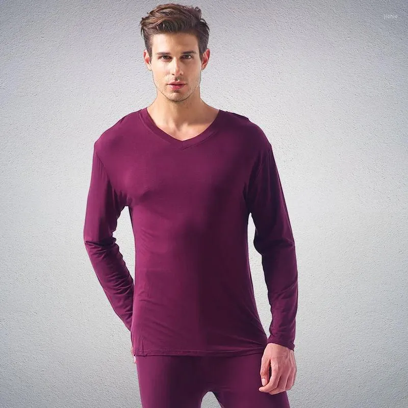 Men's Thermal Underwear Men Long Johns Sets V-Neck Breathable Thin Warm Suit Soft Modal Male Winter