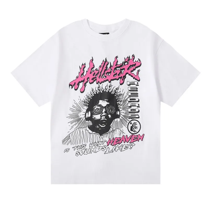 Designer-T-Shirt Hellstaa Mode Männer Frauen Hemd Straße Graffiti Schriftzug Hip Hop T-Shirt Sommer Kurzarm US-Größe