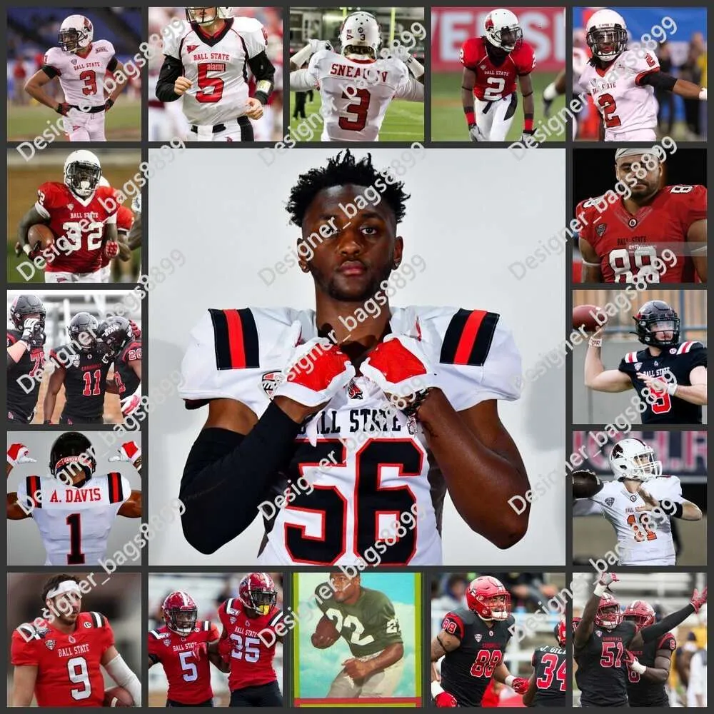 NCAA Custom Ball State Cardinal Jersey 84 Chevalier Brenson 18 Kiael Kelly 34 Rico Barfield 82 Qian Magwood 55 Damon Kaylor Chayce Bishop 13 Jor Dan Williams