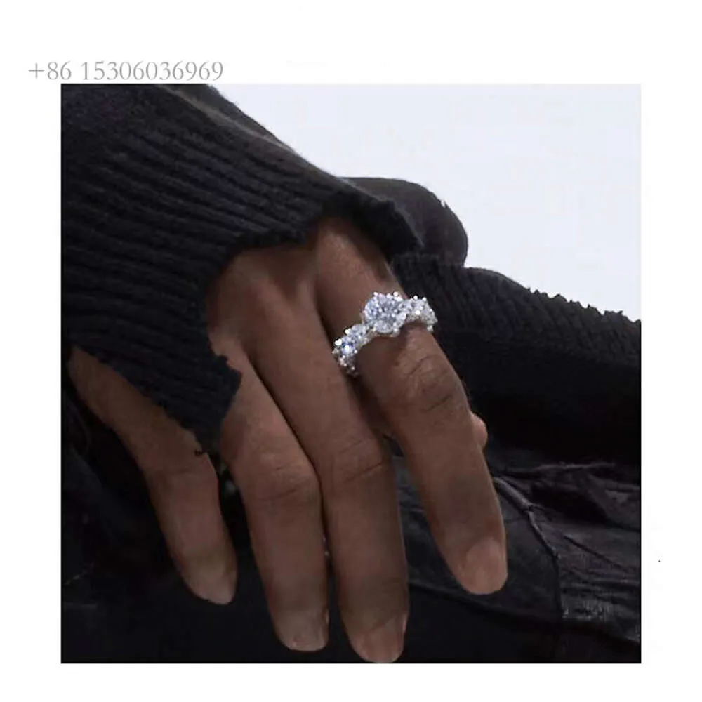 Xingguang Man's Hip Hop Sterling Sier met Vvs Moissanite vergulde ring voor jubileumcadeau