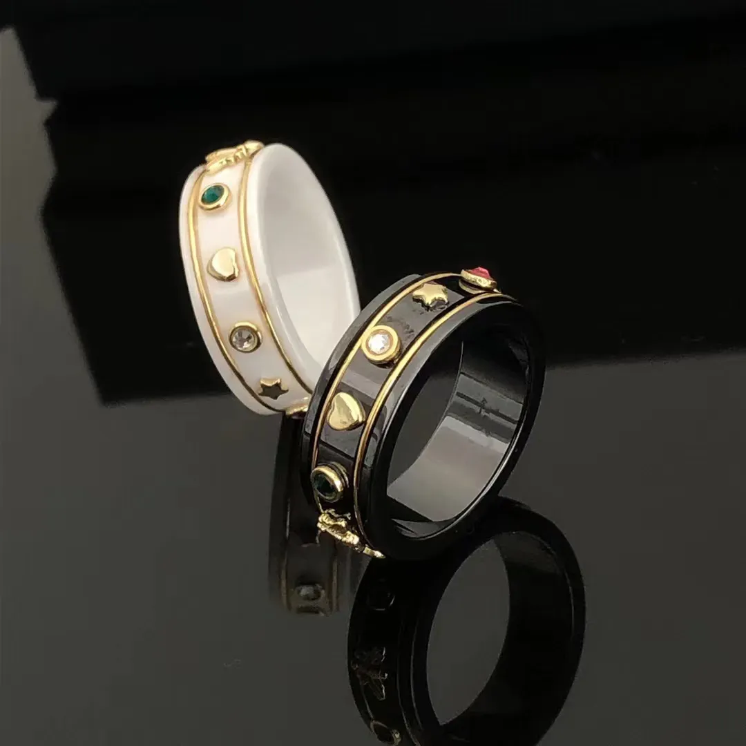 Mode-stempels met zijstenen ringen Keramische diamanten multi-factor luxe designer sieraden voor heren en dames voor verlovingsliefhebbers cadeau van hoge kwaliteit met doos