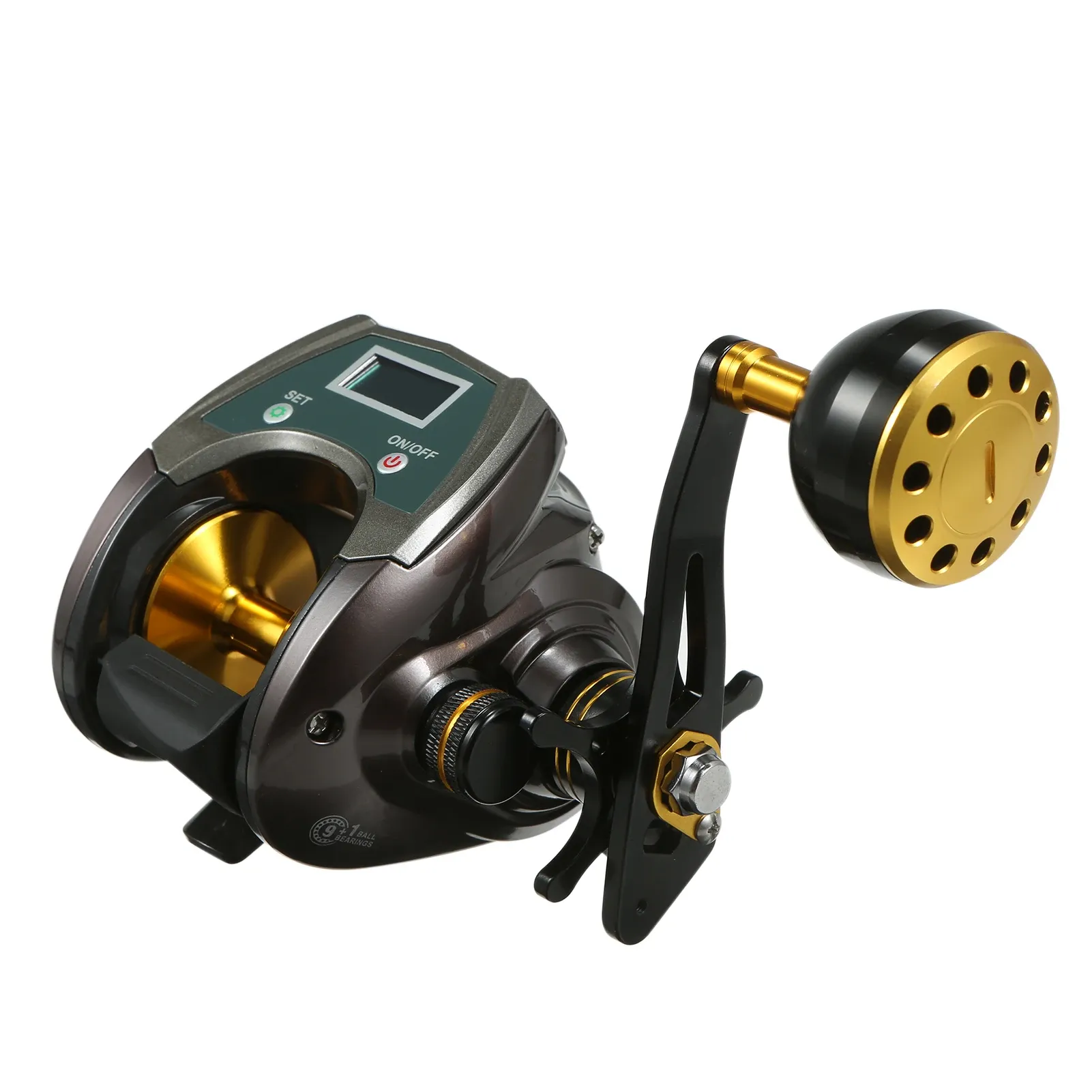 Rullar USB -uppladdningsbar kolfiber BAITCASTING REEL 9+1BB Electric Fishing Reel med Display High Speed ​​6.4: 1 Gear Ratio System Reel