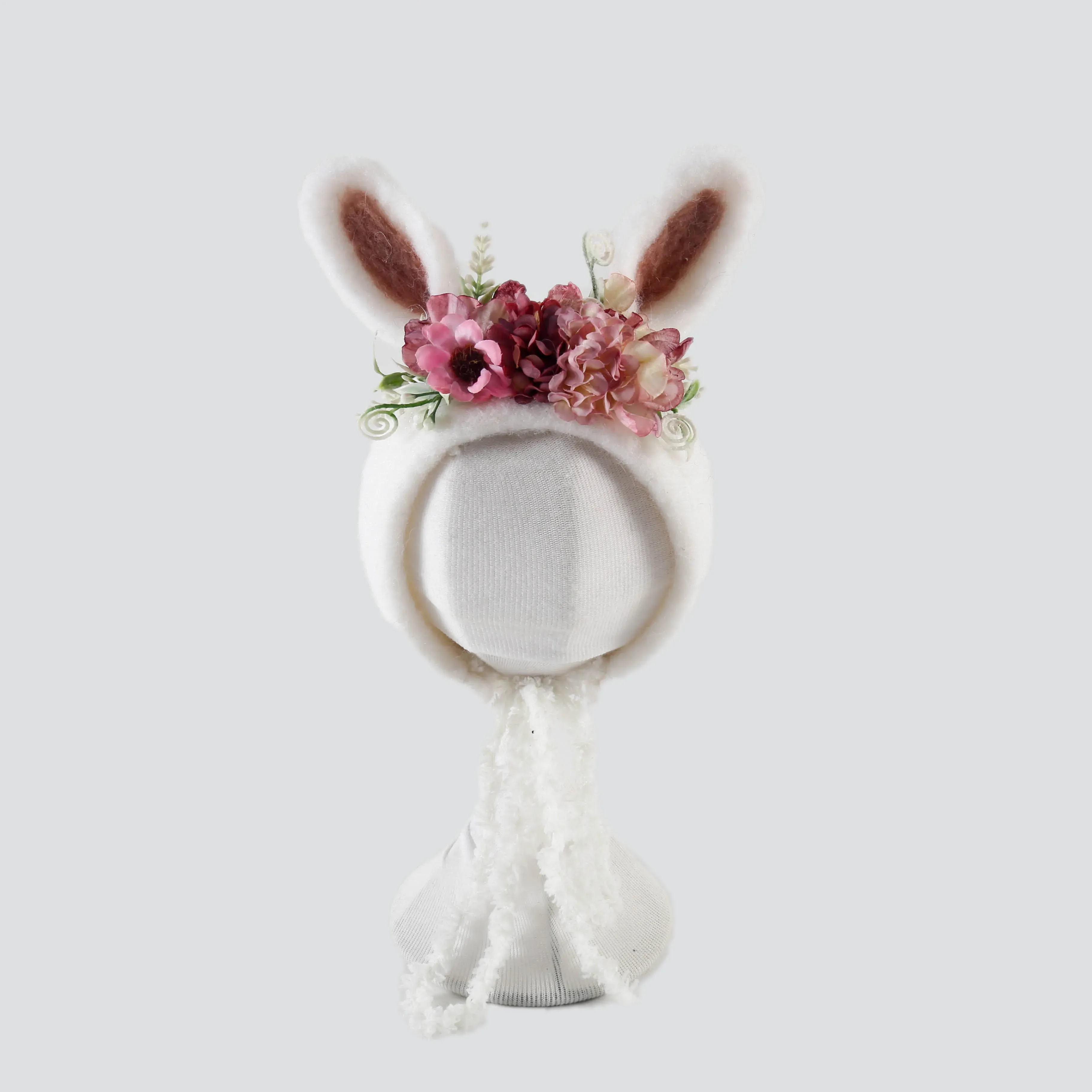 Ensembles de chapeau de noël pour nouveau-né, Bonnet en feutre de lapin, accessoires de photographie, accessoires de chapeau de lapin en laine pour bébé faits à la main