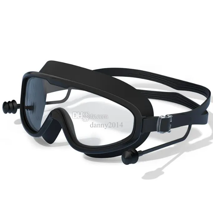 Lunettes de natation professionnelles à grand cadre, Anti-buée, pour sports aquatiques, avec bouchons d'oreille, pour adultes, nouvelle collection