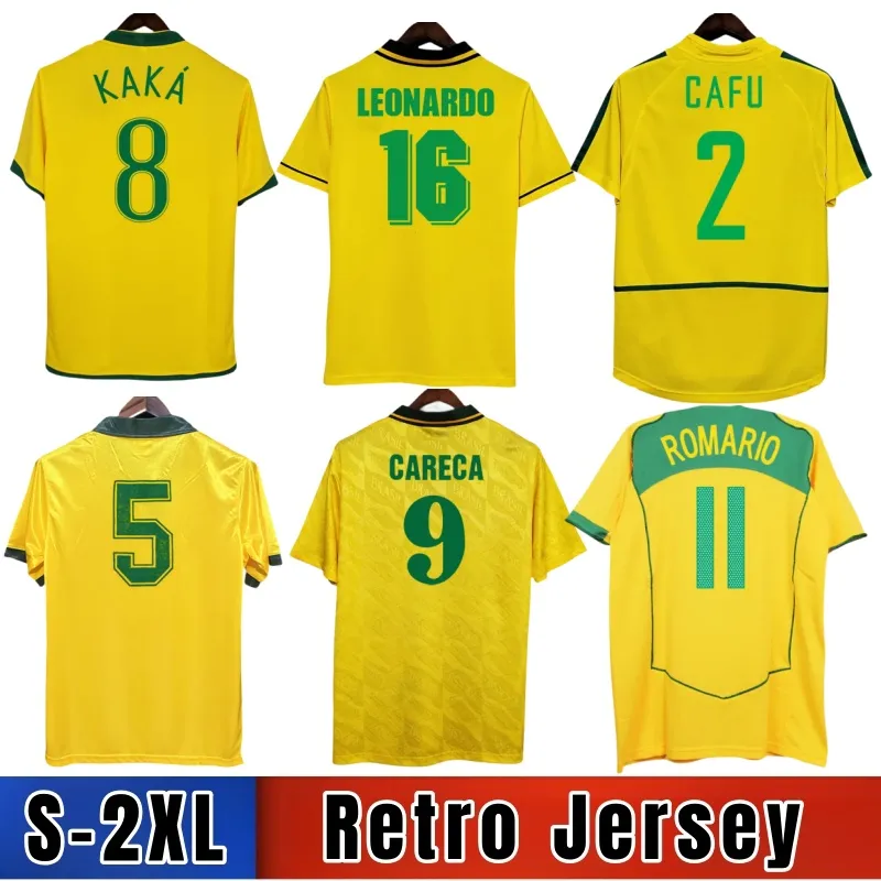 1998 2002 Dunga Retro Mens Jerseys 1994 Romario Pele Ronaldinho Rivaldo Careca Leonardo R. Carlos Fabiano D. Alves Camisetas de fútbol de casa de casa